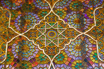 Beautiful interior in old Golestan palace in Tehran, Iran.
