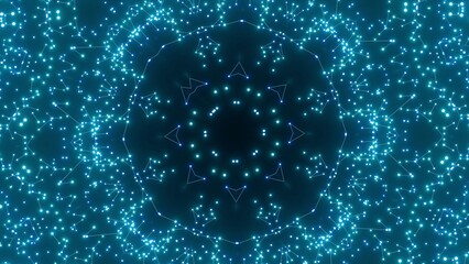 futuristisches High-Tech-Design-Muster, symmetrisch, Technologie, Wissenschaft, Energie, Netzwerk, vernetzt, Hintergrund, türkis, schwarz
