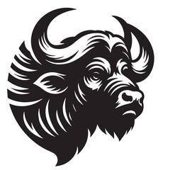 Vintage Retro Styled Vector  buffalo Silhouette Black and White - illustration
