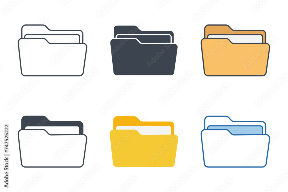 Poster folder icon collection with different styles. document folder symbol vector illustration isolated on