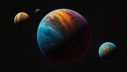 A colorful planets in black background, dark wallpapers
