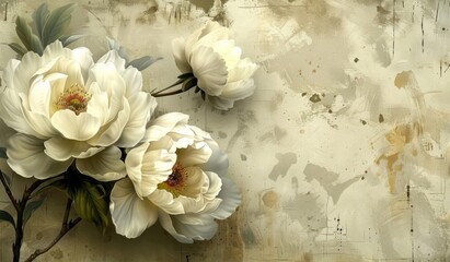 white flowers on a beige area Generative AI