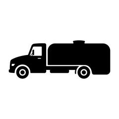 Truck tank icon. Black silhouette. Side view. Vector simple flat graphic illustration. Isolated object on a white background. Isolate.