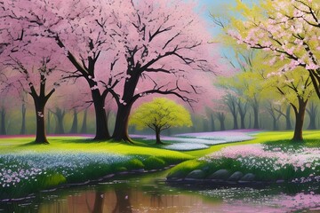 spring landscape with trees