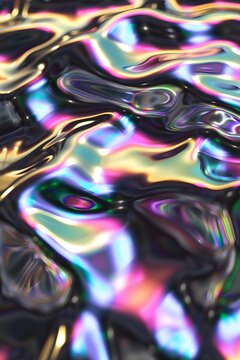 Liquido metalico  iridiscente negro. Fondo abstracto, textura de fuido, atractivo fondo de pantalla