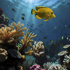 Obraz na płótnie Canvas Underwater world with colorful corals.