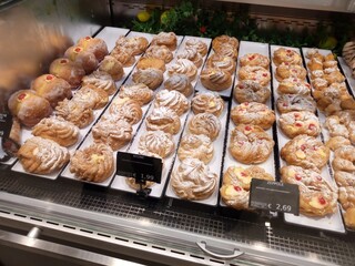 Different types of Italian pastries with a cream