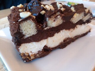 Piece of a tasty Chocolate cake. Tasty Breakfast