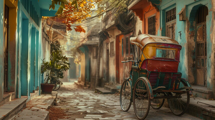 Rickshaw in old city. 