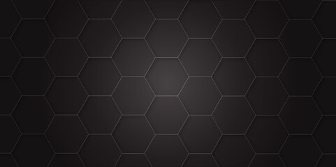 Abstract background with black hexagons and seamless pattern in vector design . luxury black pattern geometric mesh cell texture .hexagon 3d background texture design .