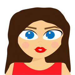 Girl with blue eyes and red lips