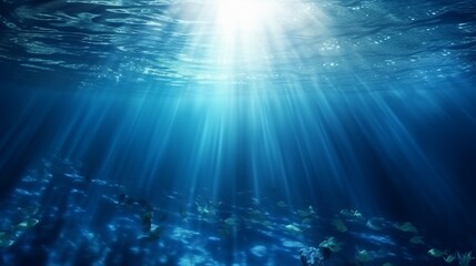 Fototapeta na wymiar Underwater background. Blue Underwater with ripple and wave lights