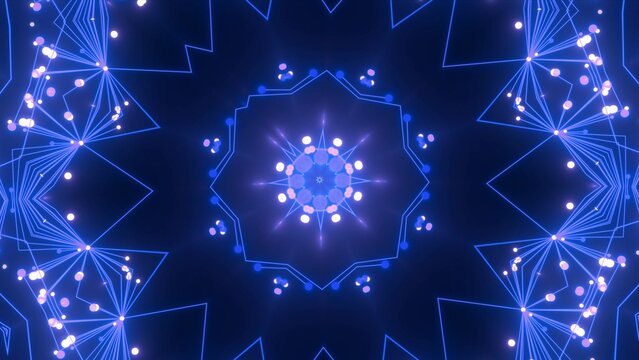 effektvolle futuristische dunkelblaue leuchtende synchrone 3D-Linien mit Verbindungspunkten, kreisrund, Mittelpunkt, techniches Design, Fraktal, Muster, Geraden, Verbindungen, Internet, System
