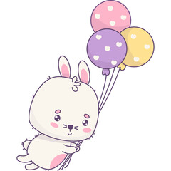 Rabbit flies with balloons