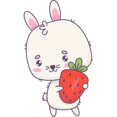 Cute bunny with strawberry