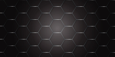 Abstract background with black hexagons and seamless pattern in vector design . luxury black pattern geometric mesh cell texture .hexagon 3d background texture design .
