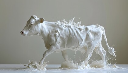 liquid white milk cow art food concept running 