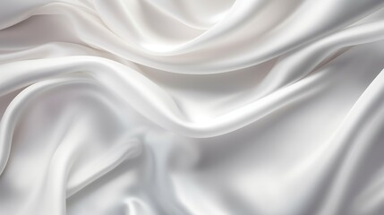 White silk textured cloth background,Closeup of rippled satin fabric with soft waves