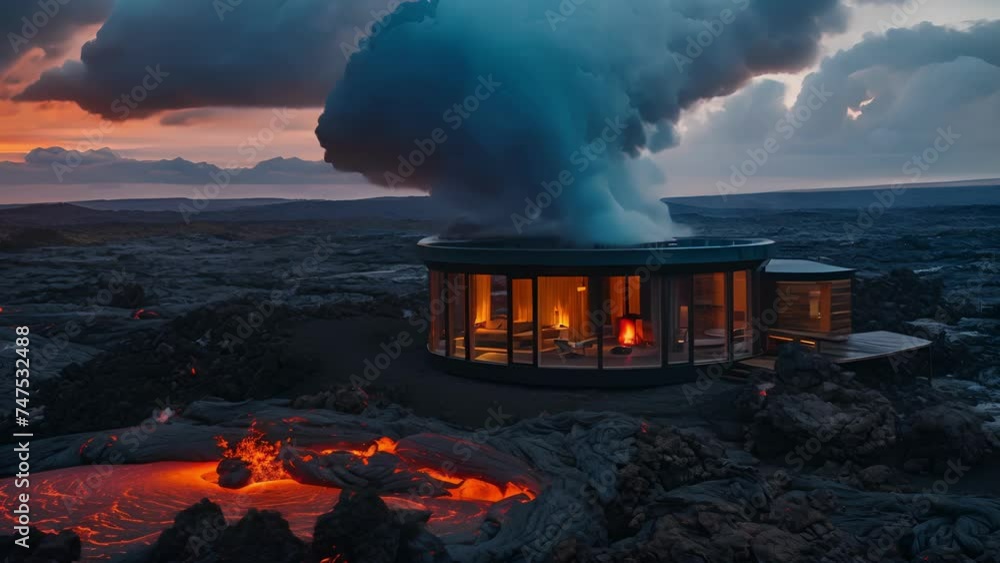 Poster imagine waking up to spectacular views of billowing steam and glowing red lava flows from the comfor