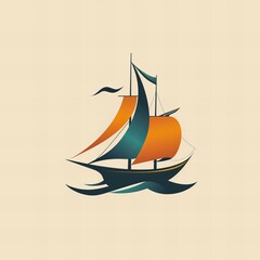 Flat vector logo of a ship 