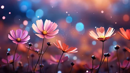 Gardinen Tiny flower with sunset, felling warm. © alexkich