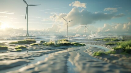 energy windmills - obrazy, fototapety, plakaty