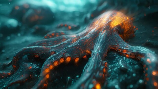 Octopus glowing in the ocean