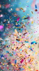 Naklejka premium Celebration and colorful confetti party. Blur abstract background