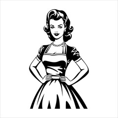Fototapeta premium Retro Young Woman. Retro Clipart Illustration