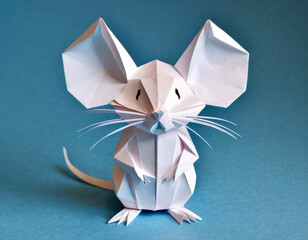 Origami paper mouse. Three-dimensional figurine