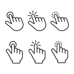 Touch or click simple line symbol, vector icon for user interface