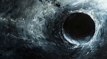 abstract study about pitch black black hole, oil painted