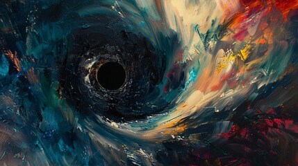 abstract study about pitch black black hole, oil painted