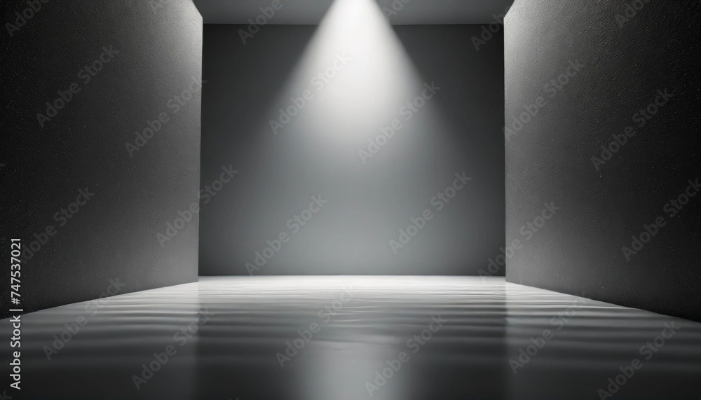 Poster an empty room in the spotlight, perfect for text mockups or product presentations. aqueous backgroun