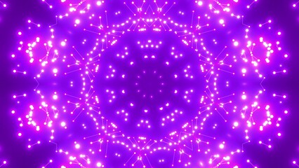 futuristische violette leuchtende kreisförmige Netzwerkverknüpfungen mit Knotenpunkten,  Fraktal,...