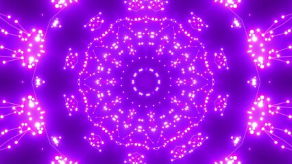 futuristische violette leuchtende kreisf&ouml;rmige Netzwerkverkn&uuml;pfungen mit Knotenpunkten,  Fraktal, Muster, Kreis, Links, Verbindungen, KI, Internet, Server, Plexuseffekt, System, FTTH, Daten, leuchten
