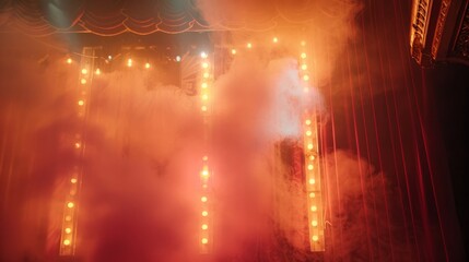 The theater comes alive as beams of light slice through the fog