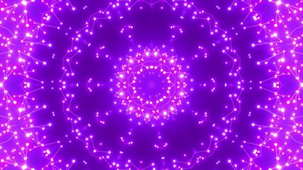 Obraz premium futuristische violette leuchtende kreisförmige Netzwerkverknüpfungen mit Knotenpunkten, Fraktal, Muster, Kreis, Links, Verbindungen, KI, Internet, Server, Plexuseffekt, System, FTTH, Daten, leuchten 