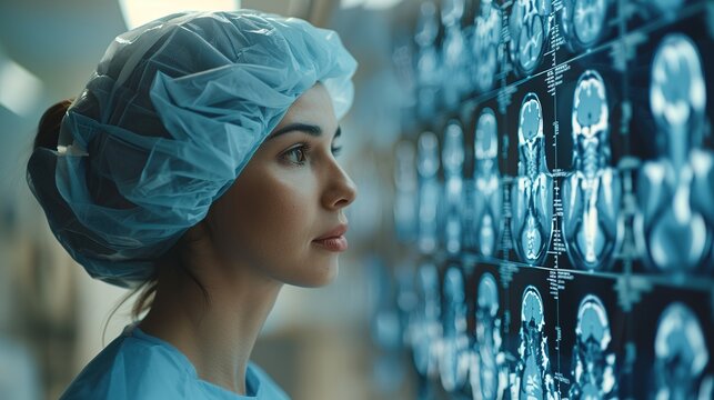 Young doctor holding and make analysis x-ray roentgen