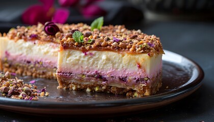 Cardamom and Rosewater Infused Baklava Cheesecake