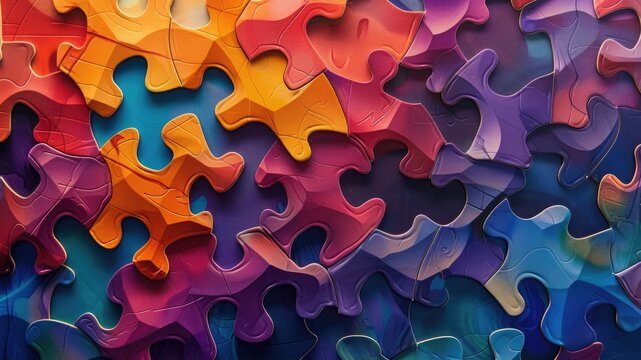 Intriguing abstract: Colorful unsolved puzzle background, a vibrant visual metaphor for complexity and creativity. Perfect for dynamic concepts