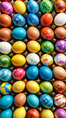 Colourful background of easter eggs collection, easter celebration, easter egg patterns, springtime joy, festive surprise, easter gift, vibrant eggs