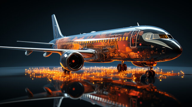 3D rendered blue xray airplane