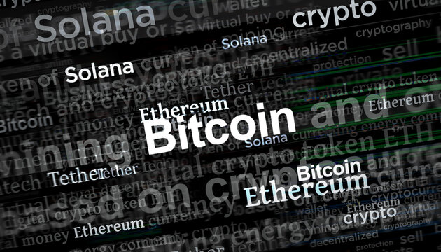 Cryptocurrencies news titles illustration
