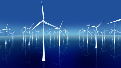 Wind Turbines Propeller Mill Renewable clean energy CG 3D illustration © bluebackimage