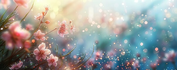 Spring Equinox Day Japan Flower Viewing Festival Sakura Cherry Blossoms Bokeh De Focused Background - obrazy, fototapety, plakaty