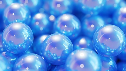 balls glossy pearl blue background.