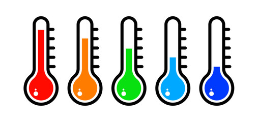 thermometers, cold, heat - vector illustration set, icon set	