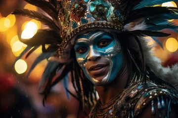 Cercles muraux Carnaval Portrait of beautiful man in brazilian carnival costume