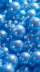 balls glossy pearl blue background.